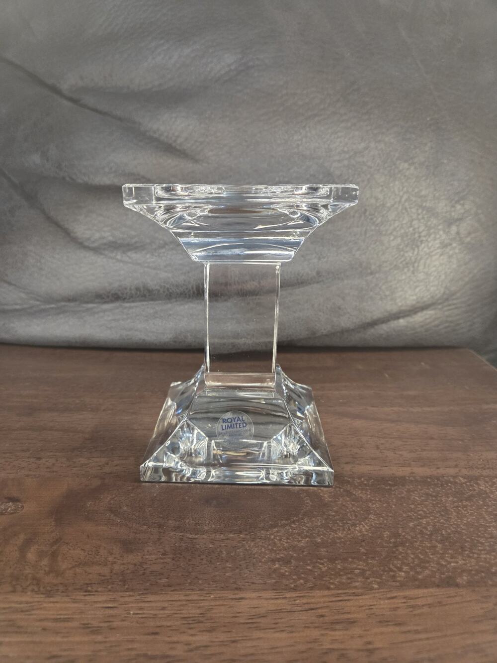 Royal Limited 24% Lead Crystal Pillar Candle Holder 6" x 4" Made in Czech...